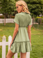 Flared Ruffle Tunic Dress