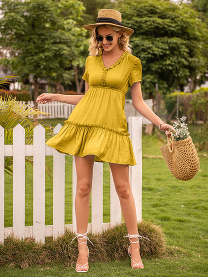 Flared Ruffle Tunic Dress