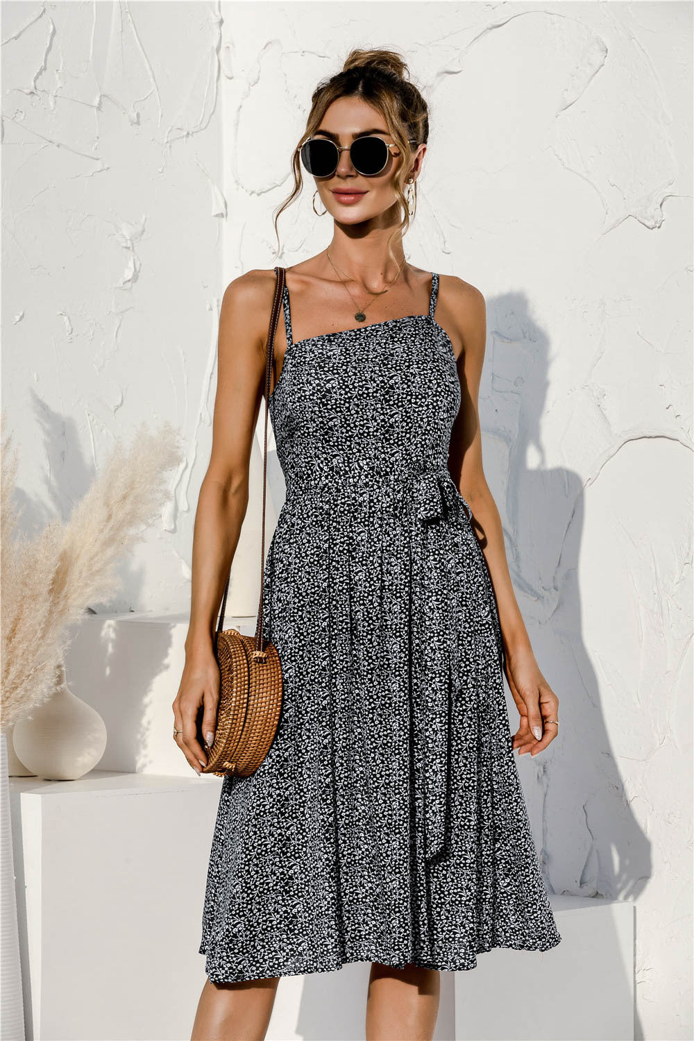 Tie Soft Print Cami Dress