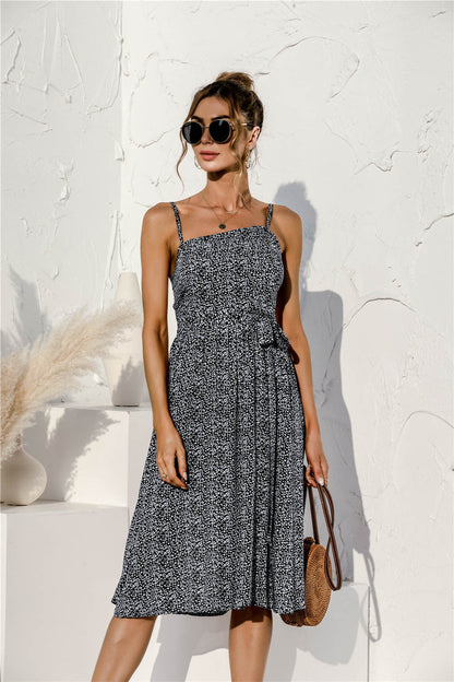 Tie Soft Print Cami Dress