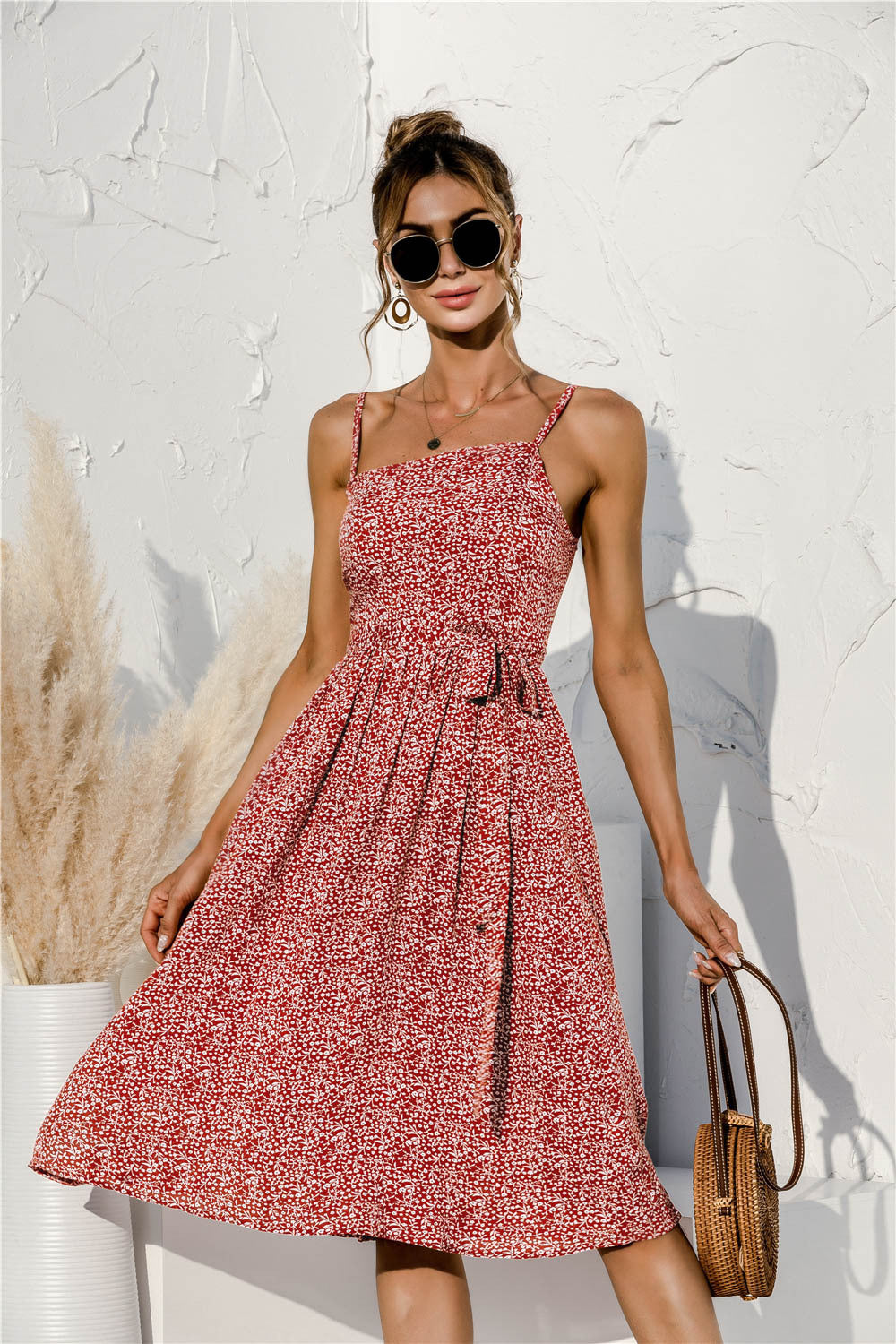 Tie Soft Print Cami Dress