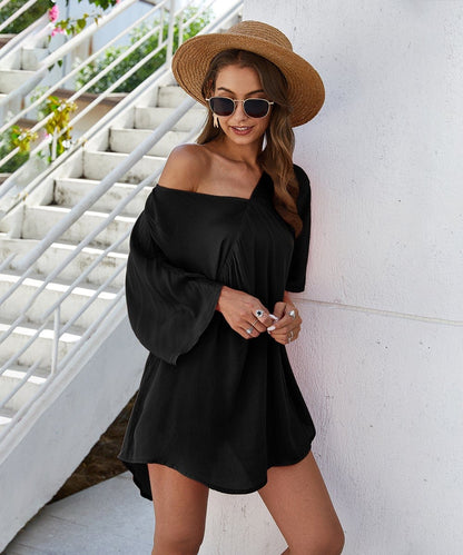 Solid Flowy Short Dress