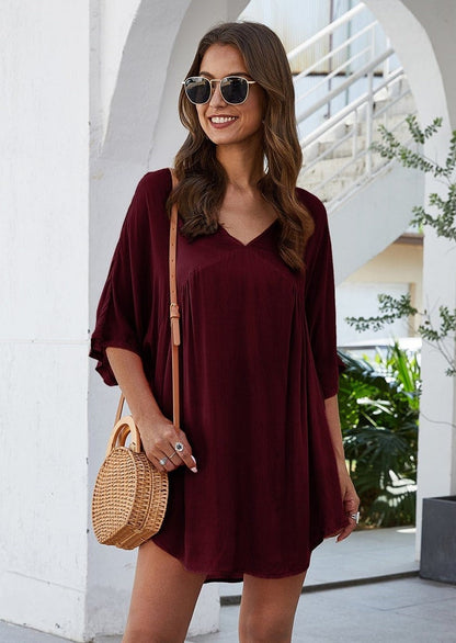 Solid Flowy Short Dress