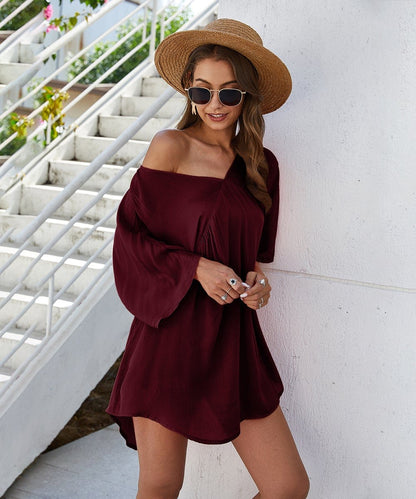 Solid Flowy Short Dress