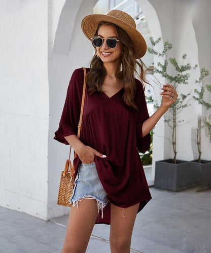 Solid Flowy Short Dress