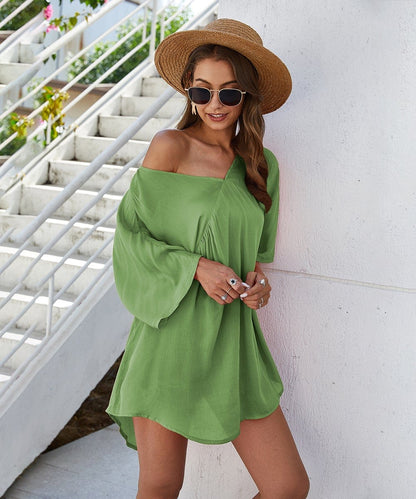 Solid Flowy Short Dress