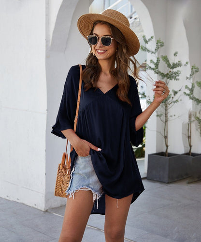 Solid Flowy Short Dress
