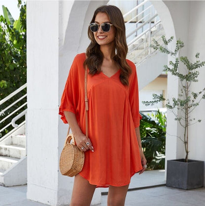 Solid Flowy Short Dress