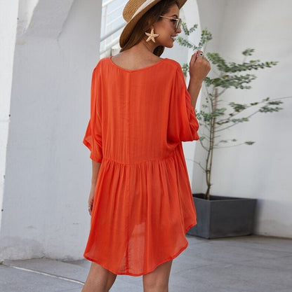 Solid Flowy Short Dress