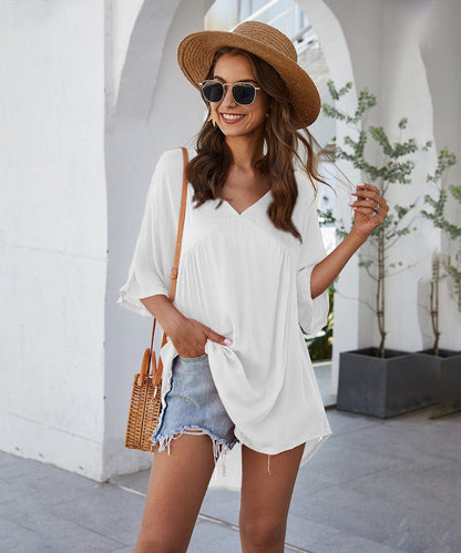 Solid Flowy Short Dress