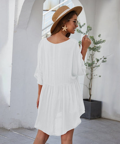 Solid Flowy Short Dress