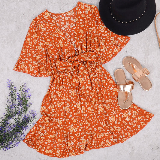 Floral Sunset Flowy Dress