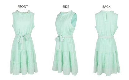 Wrinkled Style Belt Dress