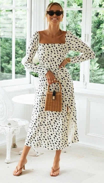 Soft Dot Smocked Back Dress