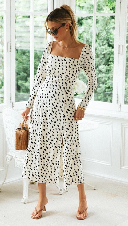 Soft Dot Smocked Back Dress
