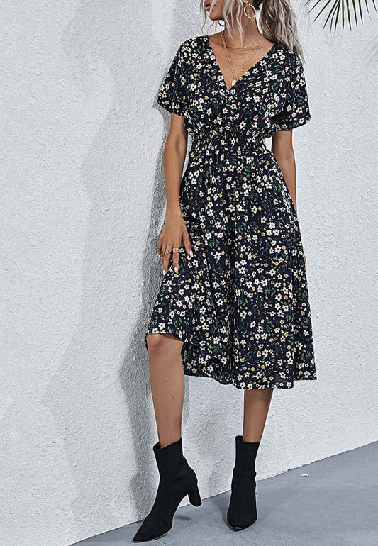 Floral Everyday Cross-Front Dress