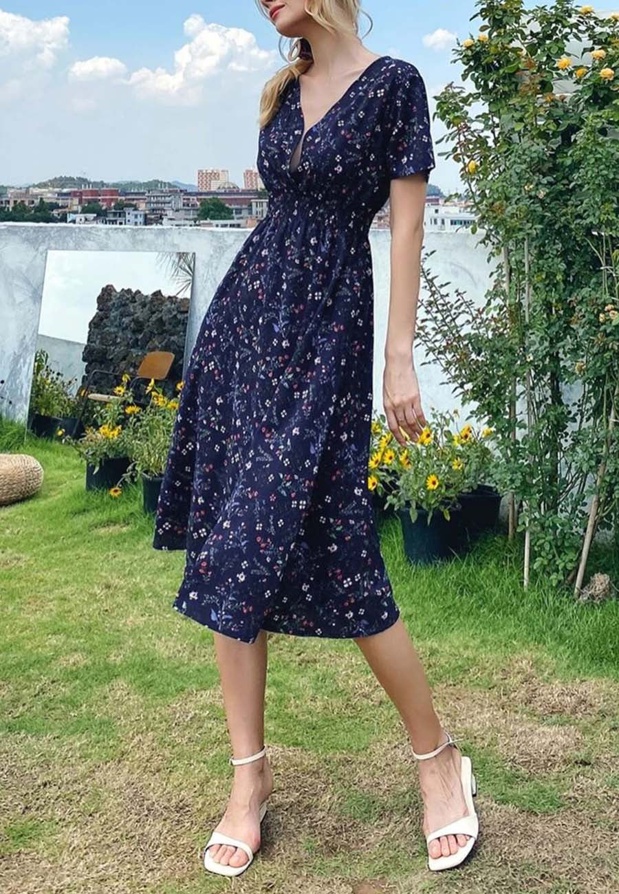 Floral Everyday Cross-Front Dress