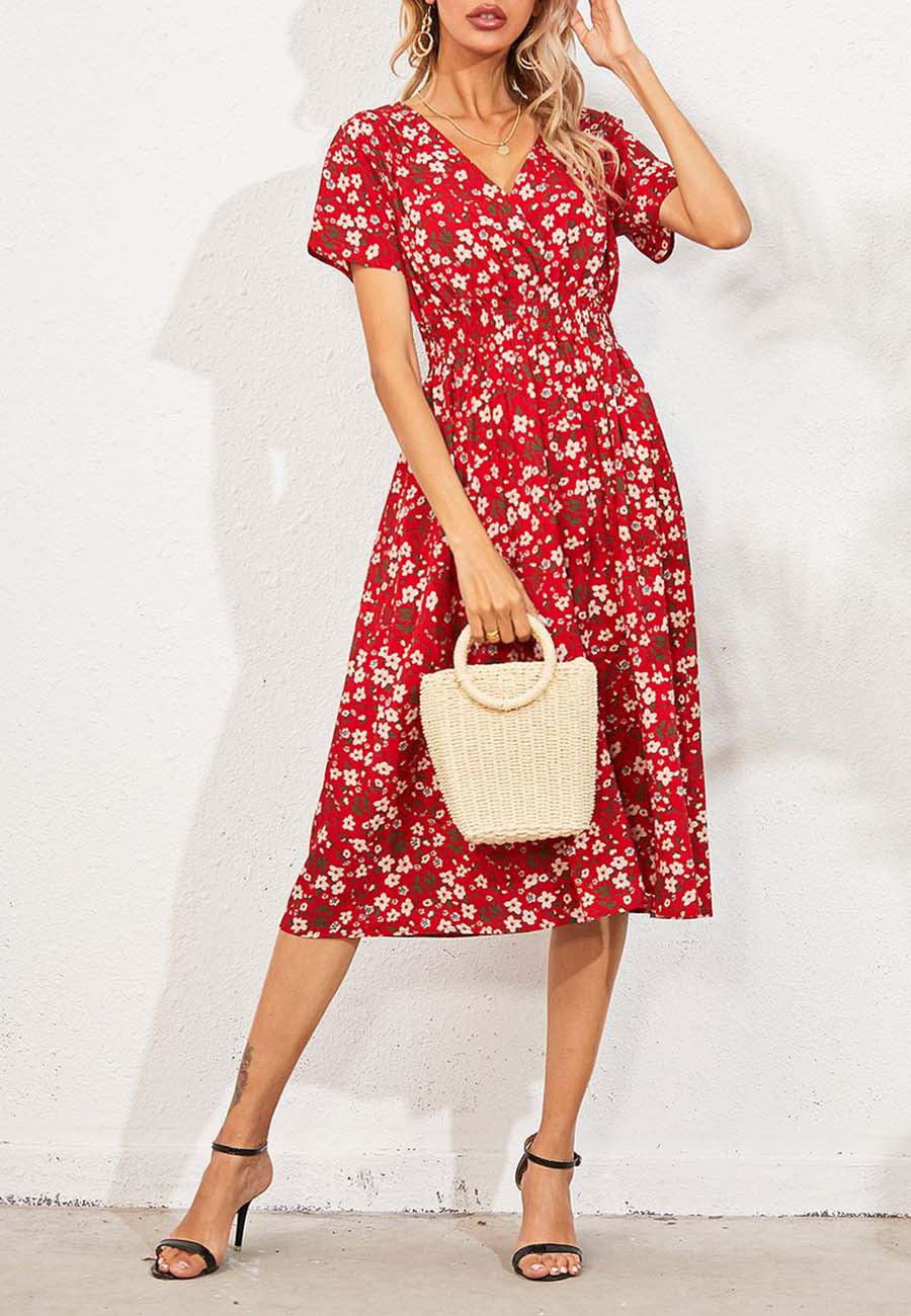 Floral Everyday Cross-Front Dress