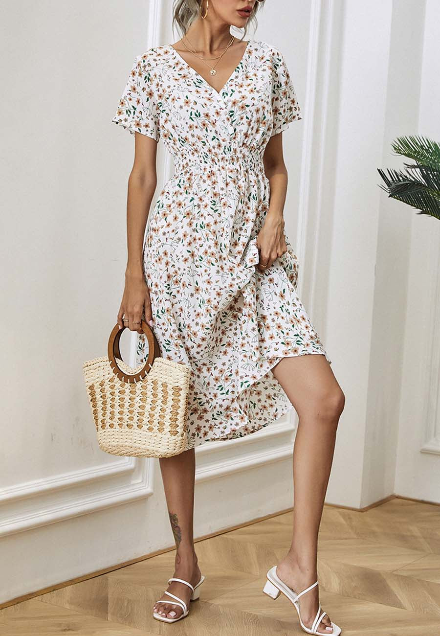 Floral Everyday Cross-Front Dress