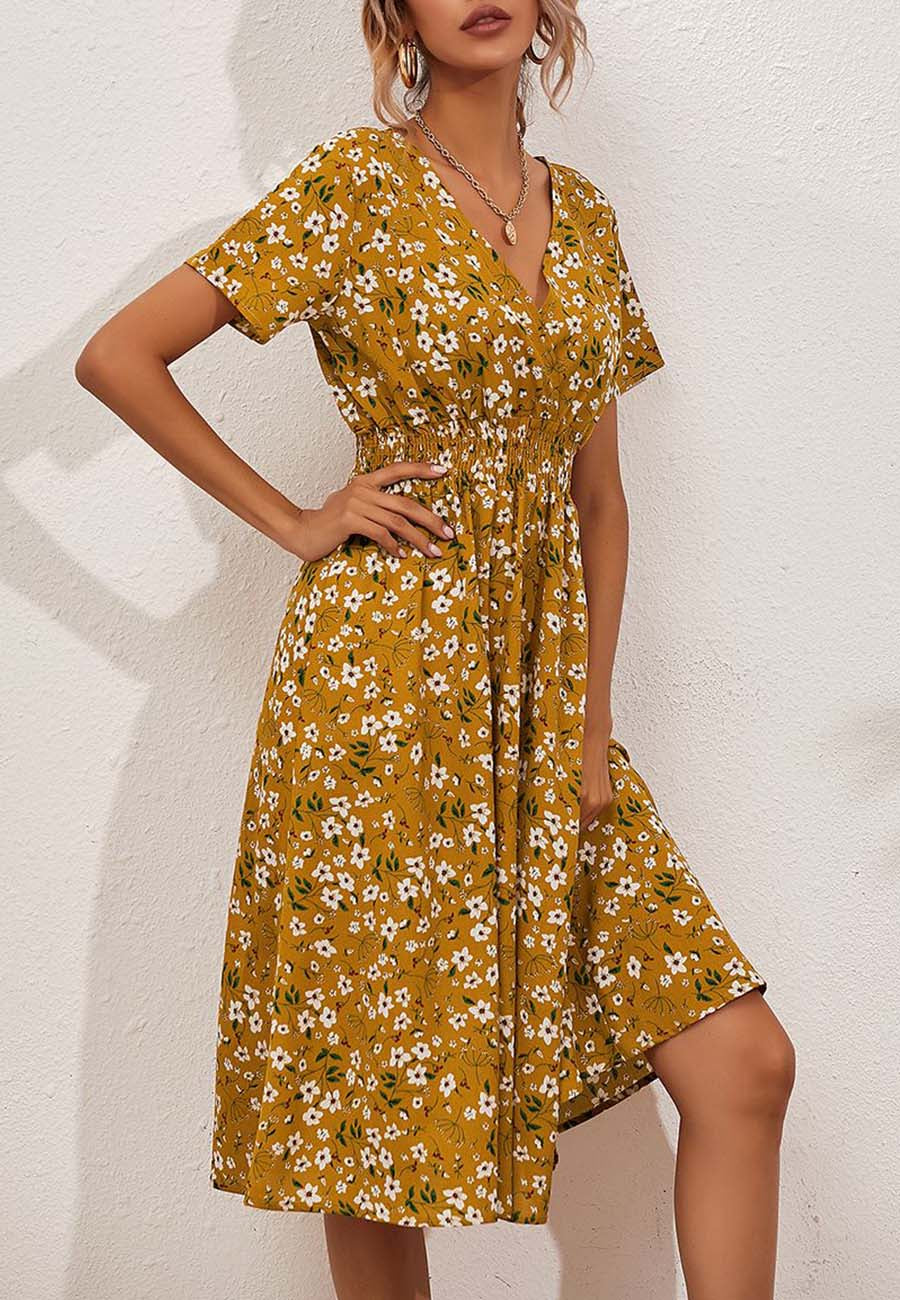 Floral Everyday Cross-Front Dress