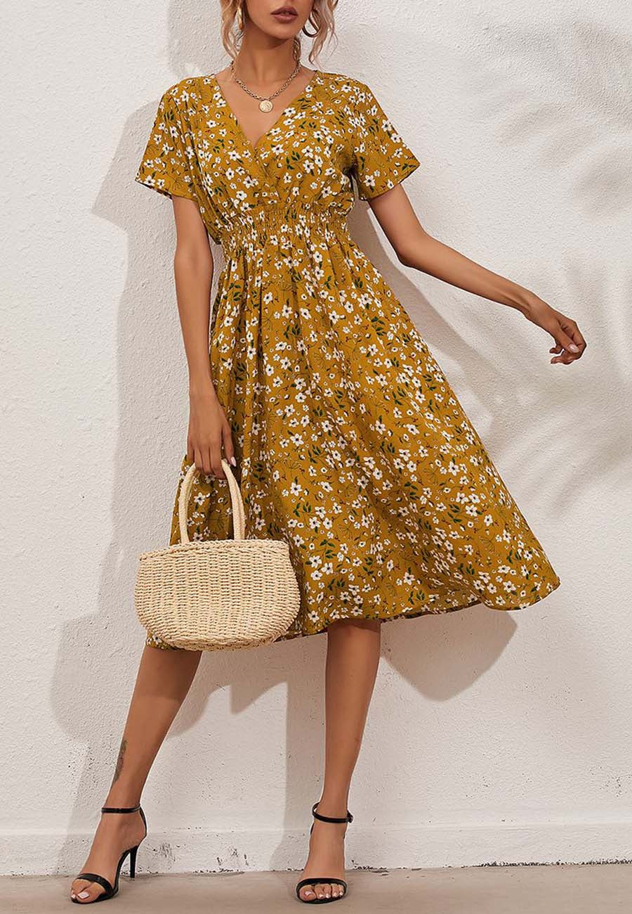 Floral Everyday Cross-Front Dress