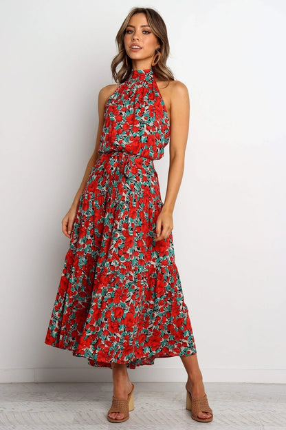 Halter Ruffle Maxi Dress