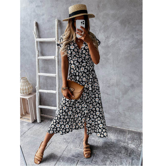 Daisy Wrap Tie Dress