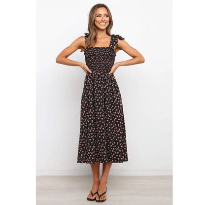 Tie Shoulder Smocked Dress