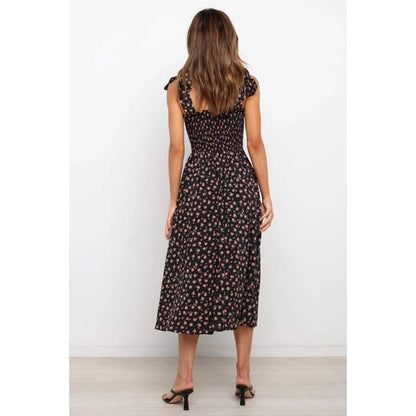 Tie Shoulder Smocked Dress