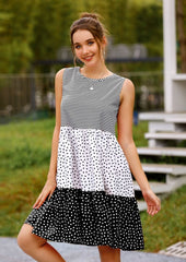 Mixed Print Tiered Dress