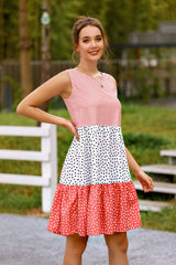 Mixed Print Tiered Dress