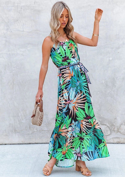 Bold Belt Tropical Dress