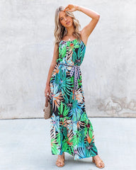 Bold Belt Tropical Dress
