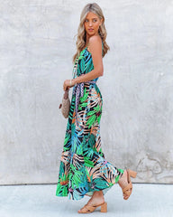 Bold Belt Tropical Dress