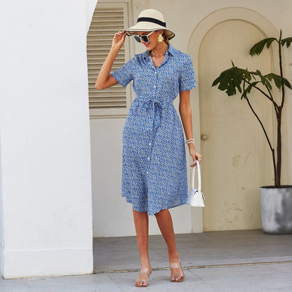 Button Down Smocked Collar Dress