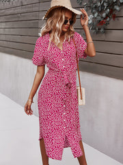 Button Down Smocked Collar Dress