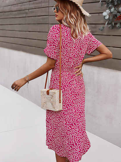 Button Down Smocked Collar Dress
