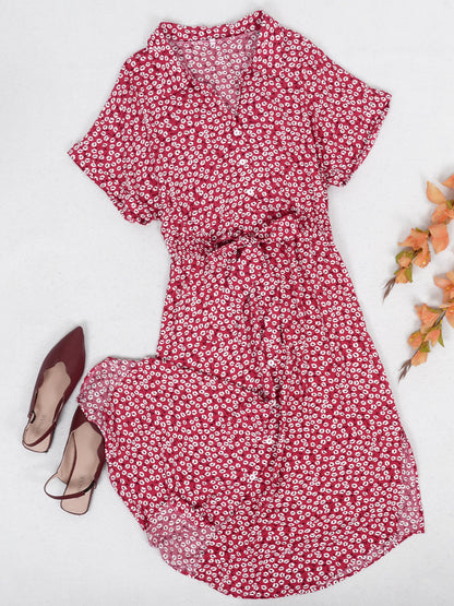 Button Down Smocked Collar Dress