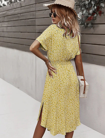 Button Down Smocked Collar Dress