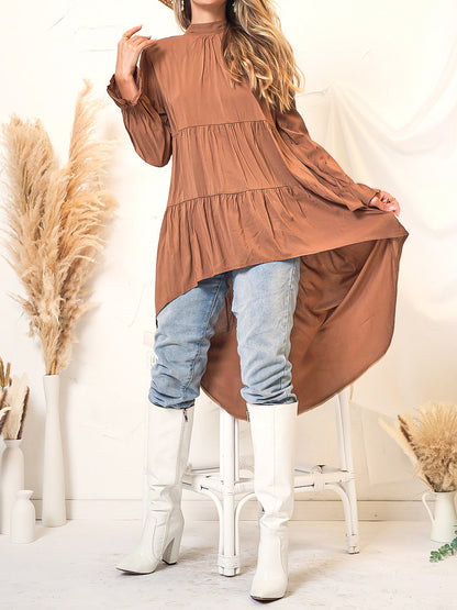 High-Low Ruffle Long Sleeve