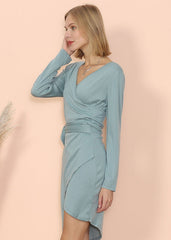 Long Sleeve Wrap Tie Dress