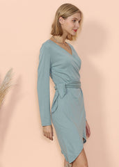 Long Sleeve Wrap Tie Dress