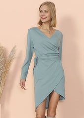 Long Sleeve Wrap Tie Dress