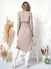 Sleeve Midi Shirt Dress