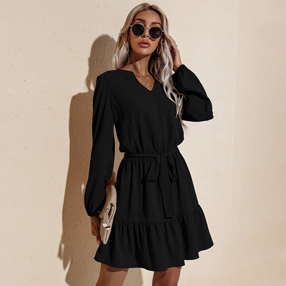 Long Tied Waist Tunic Dress