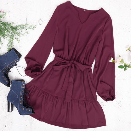 Long Tied Waist Tunic Dress