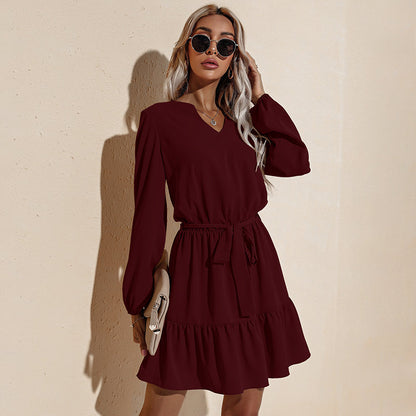 Long Tied Waist Tunic Dress