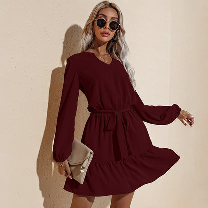 Long Tied Waist Tunic Dress