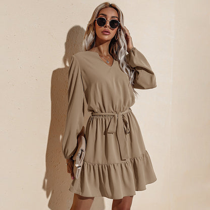 Long Tied Waist Tunic Dress