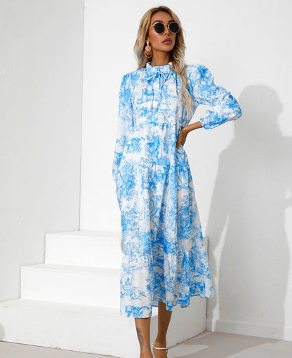Print Tiered Hem Dress